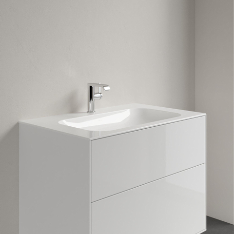 Villeroy & Boch finion meubelwastafel - 1 kraangat - 80x50cm CeramicPlus - zonder overloop - White Alpine (glans wit) SW106520