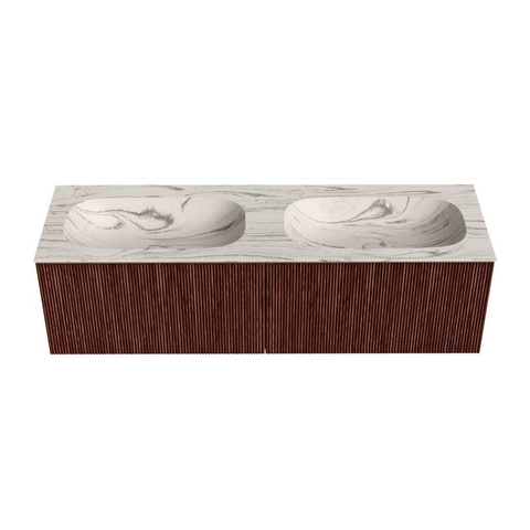 MONDIAZ KURVE-DLUX 150cm badmeubel kleur Ruby met 2 lades en 0 deuren. Wastafel STOR SMALL Dubbel 2 kraangaten Nata. SW1432602