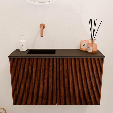 Mondiaz JOYA 70cm meuble de toilette - couleur Ruby - Vasque FAYE position Gauche Sans trou de robinet couleur Urban SW1421786