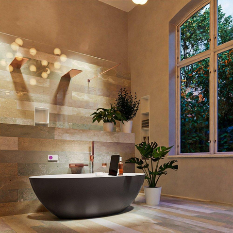 MONDIAZ FLOAT bain autoportant 170x80cm couleur dark grey baignoire intérieure talc SW491497