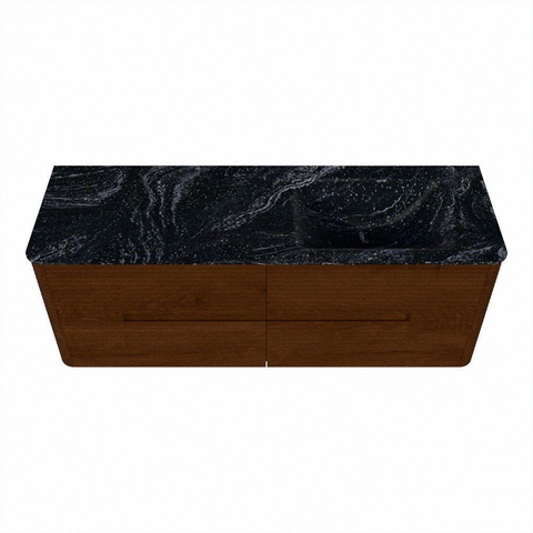 Mondiaz CIRO-DLUX Meuble de salle de bains - 140x45x50cm - Vasque en solid surface Lava - 1 lavabo à droite - sans trous de robinet - 4 tiroirs - Ruby SW1531600