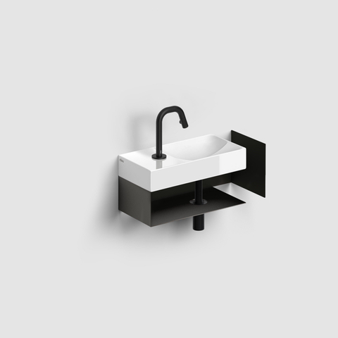 Clou Vale Open Kast - 46x19x18.5cm - links - met handdoekhouder - zwart SW928521