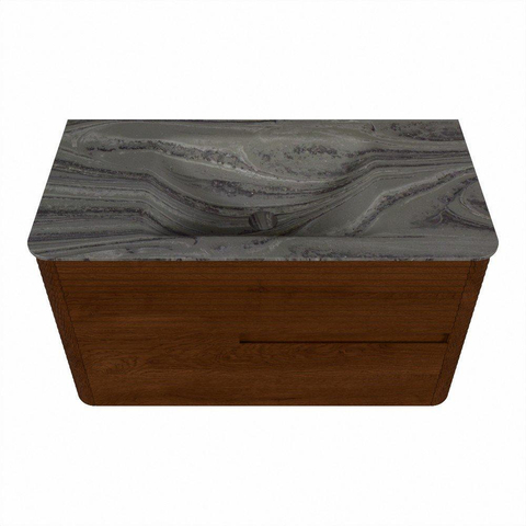 Mondiaz CIRO-DLUX Meuble de salle de bains - 90x45x50cm - lavabo solid surface Sombra - 1 vasque au milieu - 1 trou de robinet - 2 tiroirs - Ruby SW1531941