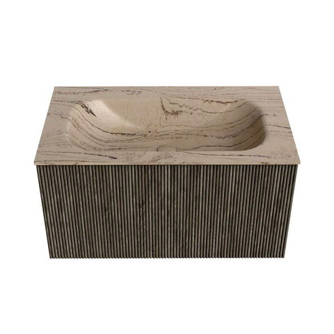 MONDIAZ KURVE-DLUX Meuble de salle de bains 80cm couleur Shadow avec 1 tiroir et 0 porte. Lavabo BIG SMALL Central 1 trou de robinet Arena. SW1431280