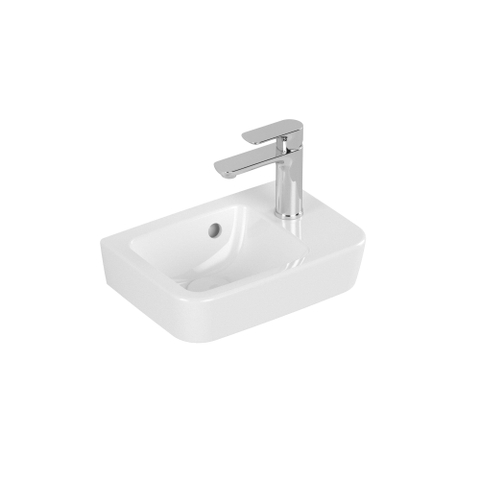 Villeroy & Boch O.novo fontein - 1 kraangat rechts - met overloop - 36x25cm - White Alpine (glans wit) SW445846