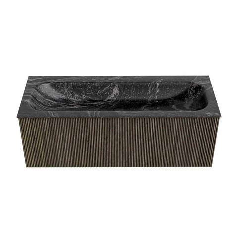 Mondiaz KURVE-DLUX Badkamermeubelset - 120x46x40cm - 1 lade - wastafel solid surface - midden - zonder kraangat - Shadow SW1414697