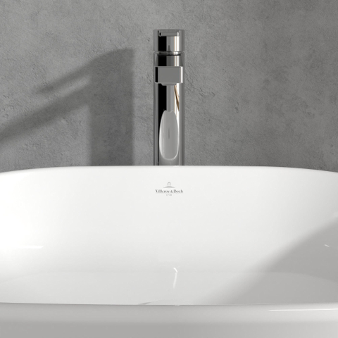 Villeroy & Boch Architectura 1 greeps wastafelkraan verhoogd - met push open afvoergarnituur - hoogglans chroom SW974136