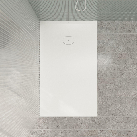Villeroy & Boch Ecora douchebak - 150x90x3.5cm - afvoer korte zijde - stone white (wit) SW1559023
