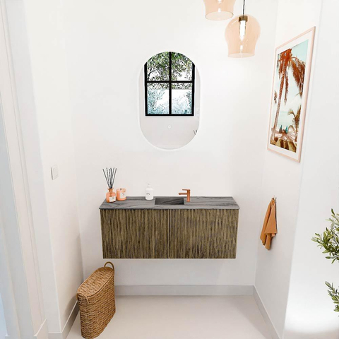 Mondiaz JOYA-DLUX 100cm toiletmeubel - kleur Dusk - Wastafel FAYE positie Midden 1 kraangat kleur Sombra. SW1426142