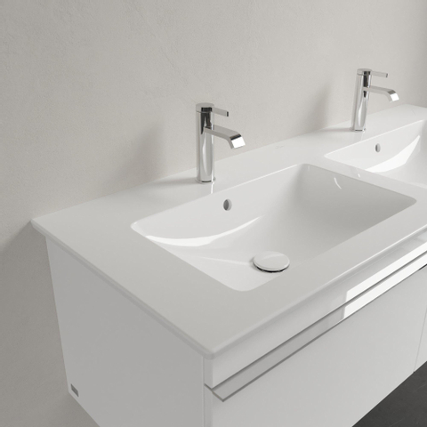 Villeroy & Boch venticello wastafel - 130x50cm - 2 kraangaten overloop - White Alpine (glans wit) 1025100