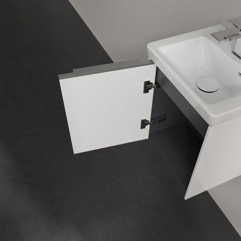 Villeroy & Boch Subway 3.0 wastafelonderkast - 40x40x30cm - met 1 linksdraaiende - softclose deur - met aluminium glanzende greep - spaanplaat - Brilliant White (wit) SW701602