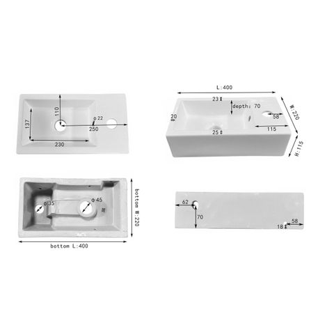 Differnz Hura Lavabo compact - 40x22x11,5cm - céramique - blanc SW1236900