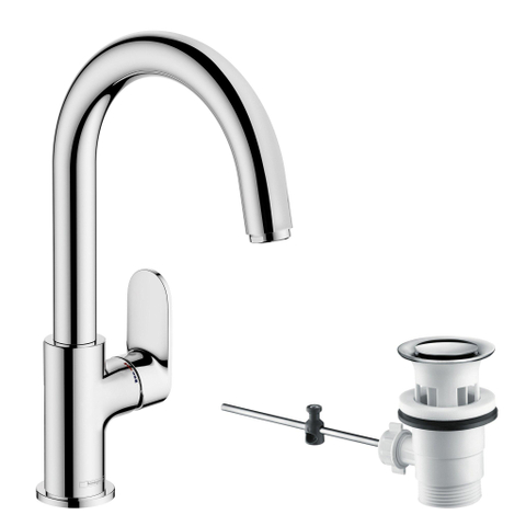 Hansgrohe Vernis Blend Eengreeps wastafelmengkraan - 210 met draaibare uitloop - met PopUp - trekwaste - hoogglans chroom SW642531