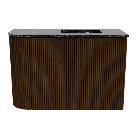 Mondiaz JOYA-DLUX Meuble de salle de bains - 61,6cm - arrondi gauche couleur Walnut - Vasque FAYE position Droite 1 trou de robinet couleur Lava SW1422447