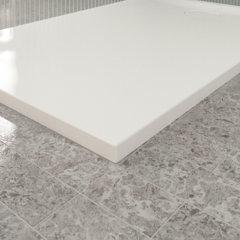 Villeroy & Boch Ecora douchebak - 140x90x3.5cm - afvoer korte zijde - stone white (wit) SW1558909