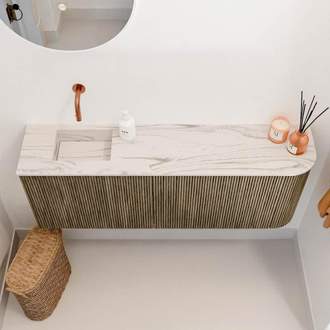 Mondiaz JOYA-DLUX 111.6cm toiletmeubel - ronding rechts kleur Dusk - Wastafel FAYE positie Links Zonder kraangat kleur Nata. SW1425935