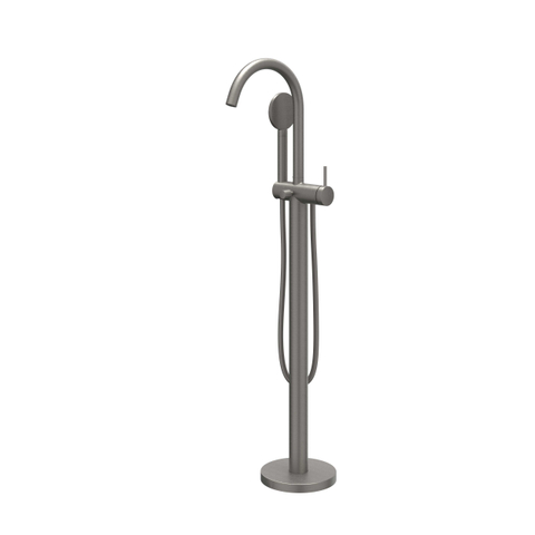 IVY Bond Robinet de baignoire sur pied - douchette à main - jet satiné - flexible de 150 cm - bec pivotant - métal brossé, finition PVD noire SW1031200