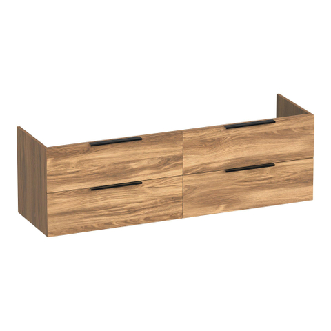 BRAUER Elevate meuble sous-lavabo 160 sans poignées rapportées 4 tiroirs softclose et 2 découpes pour siphon - Honey SW1200126