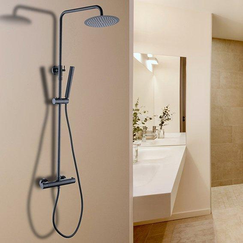 Xellanz Twenty eco ensemble de douche de pluie thermostatique apparent rond noir mat SW481874
