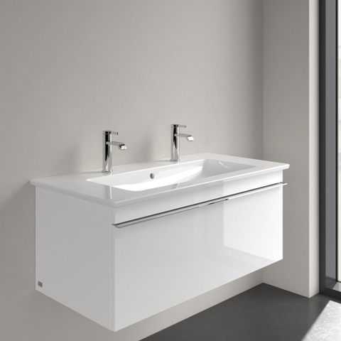 Villeroy & Boch venticello Meubelwastafel wasbak midden - 2 kraangaten - 100x50cm overloop CeramicPlus - White Alpine (glans wit) 1025117