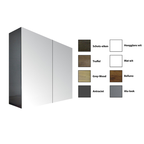 Sanicare qlassics armoire de toilette 90x60x15cm avec 2 portes miroir double face anthracite SW17913