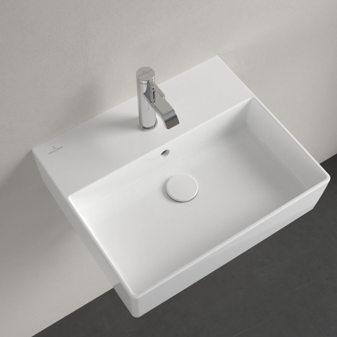 Villeroy & Boch memento 2.0 wastafel onderzijde - geslepen - 50x42cm - met overloop - 1 kraangat - White Alpine (glans wit) SW354333