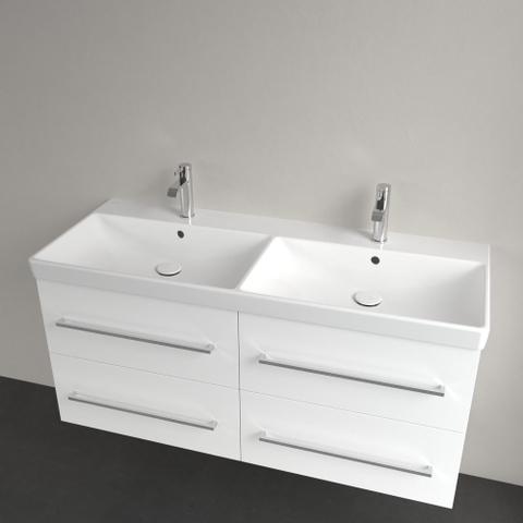 Villeroy & Boch Avento dubbele meubelwastafel - 120x47cm - 2 kraangaten - met overloop - White Alpine (glans wit) SW209499