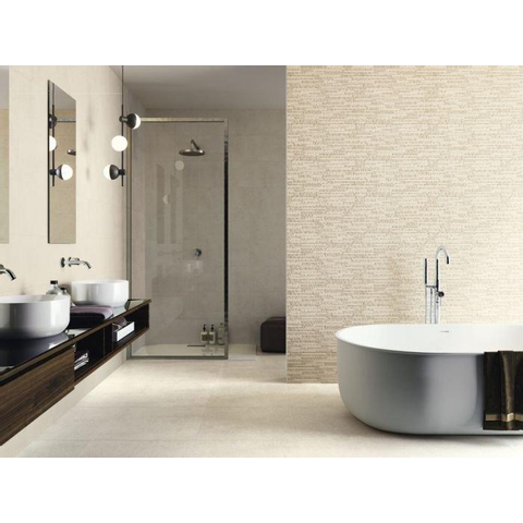 SAMPLE Baldocer Cerámica Carrelage mural Syrma Bone Decor - rectifié - aspect béton - Beige mat SW736269