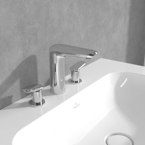 Villeroy & Boch Antao 3 gats wastafelmengkraan - met push open plug - hoogglans chroom SW974134