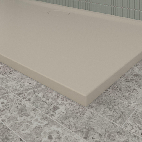 Villeroy & Boch Ecora douchebak - 160x90x3.5cm - afvoer lange zijde - almond (beige) SW1559019