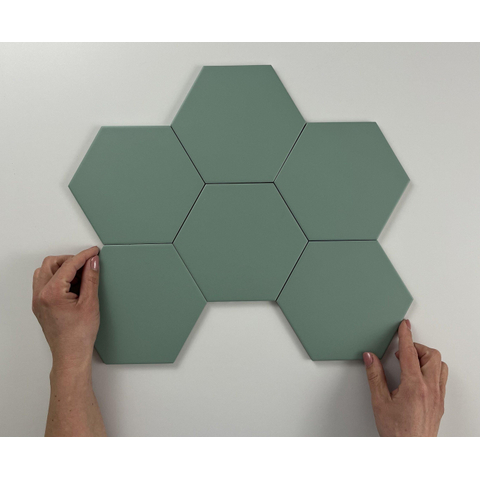 SAMPLE Terravito Bereno wand- en vloertegel - 15x17cm - 9mm - Zeshoek - Groen mat SW736056