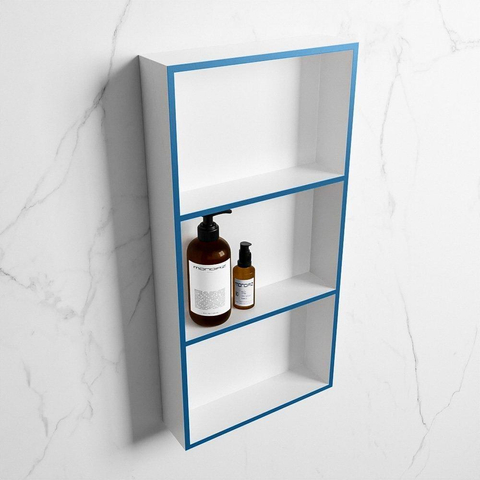 Mondiaz Easy nis 29.5x59.5x8cm voor Inbouw/opbouw 3 open vakken Solid surface Talc/Jeans SW643783