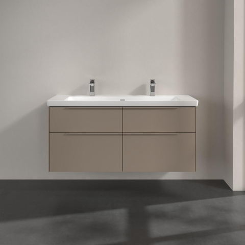 Villeroy & Boch Subway 3.0 Wastafelonderkast - met verlichting - 4 uittrekladen - 1272x576x478mm - taupe SW797138