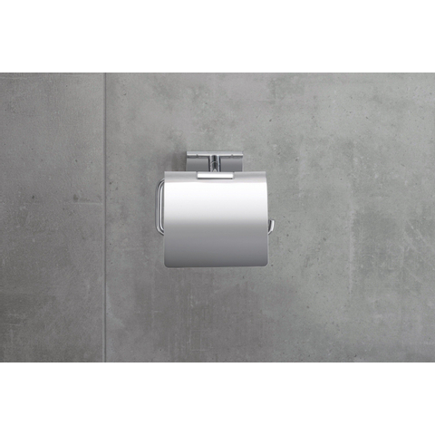 Duravit Karree Closetrolhouder - met klep - hoogglans chroom SW55120