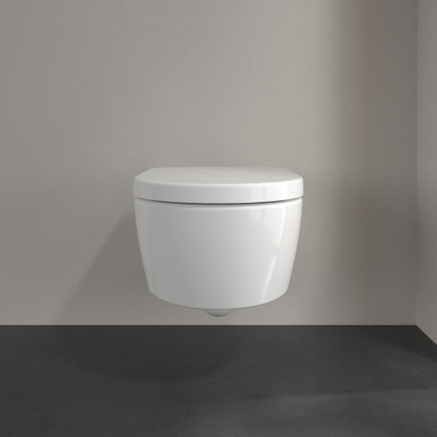 Villeroy & Boch Avento Pack WC - 37x31.5cm - direchtflush - à fond creux - abattant softclose et quickrelease - avec réservoir encastrable - plaque de commande noir mat - Blanc Alpin SW956266