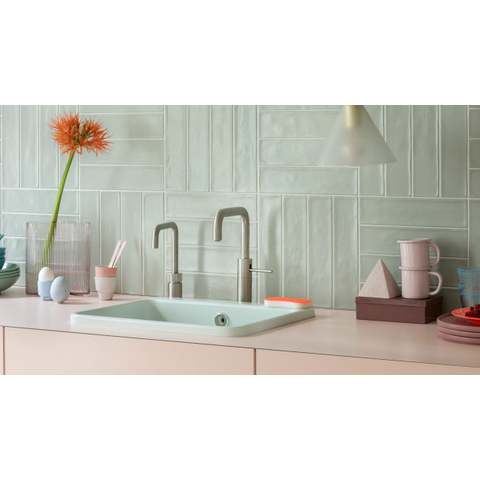 Quooker Nordic Square Twintaps kokendwaterkraan - draaibare uitloop - Combi reservoir - Warm / kokend water - RVS SW299662