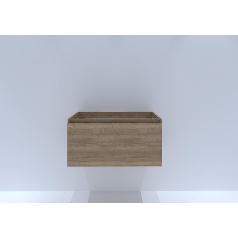 H&R Badmeubelen Matrix Wastafelonderkast - 80x44.8x40cm - 1 lade - greeploos met greeplijst - natuur eiken SW233285