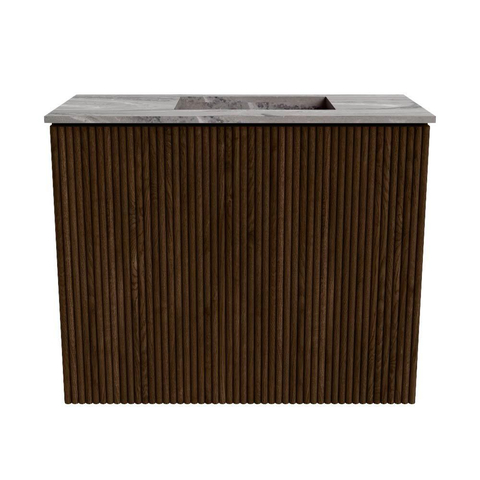 Mondiaz JOYA-DLUX Meuble de toilette 50cm - couleur Walnut - Lavabo FAYE position Droite Sans trou de robinet couleur Sombra SW1424701
