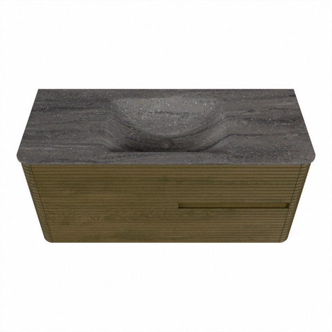 Mondiaz CIRO-DLUX Badkamermeubelset - 110x45x50cm - Solid surface wastafel Oza - 1 wasbak Midden - 1 kraangat - 2 lades - Dusk SW1533258