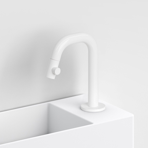 Clou Kaldur fonteinkraan 2x15.9cm korte uitloop rechts Wit mat SW445738
