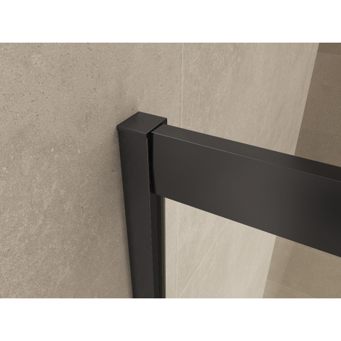 Wiesbaden Skyline cabine d'angle à entrée latérale avec 2 portes coulissantes 800 x 800 x 2000 x 8 mm verre clair nano cadre noir mat SW440363