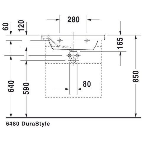 Duravit Durastyle Meubelwastafel - met overloop - met 1 kraangat - 65x48cm - wit SW54141