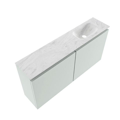 MONDIAZ TURE-DLUX meuble de toilettes 100 cm Greey. EDEN vasque Opalo position à droite. Sans trou de robinet. SW1104352