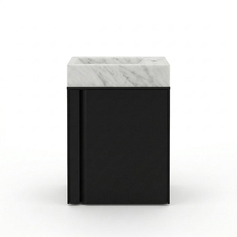 Saniclass Chaci Toiletmeubelset - 40x65cm - 1 deur - 1 kraangat - rechts - fontein natuursteen marmer - mat zwart SW1482366