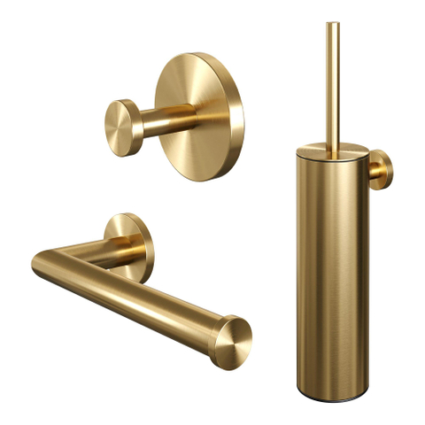 Brauer Gold Edition Ensemble d'accessoires de toilettes - 3 pièces - PVD - or brossé SW1164593