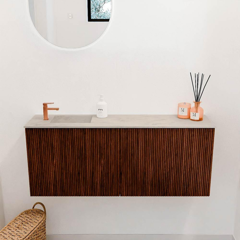 Mondiaz JOYA-DLUX 100cm toiletmeubel - kleur Ruby - Wastafel FAYE positie Links 1 kraangat kleur Opalo. SW1423719