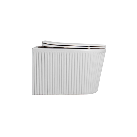 Aloni Muffly hangtoilet – ribbelstructuur – spoelrandloos – diepte 52 cm – met softclose zitting – glans wit SW1446223