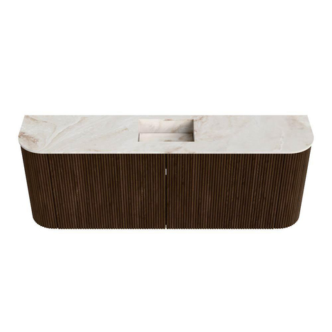 Mondiaz JOYA-DLUX 113.2cm toiletmeubel - ronding links en rechts kleur Walnut - Wastafel FAYE positie Midden Zonder kraangat kleur Frappe. SW1422355