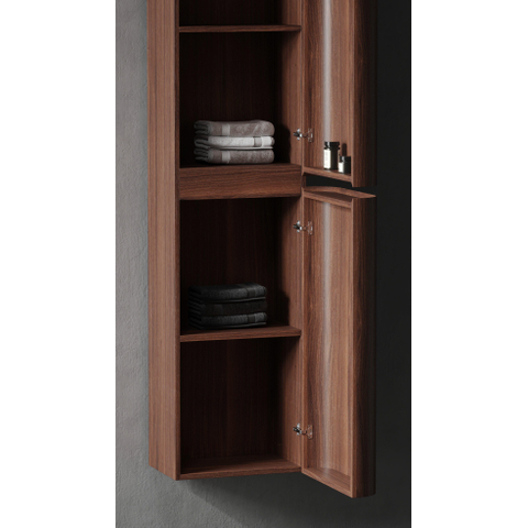 Royal Plaza Terra Hoge Kast - 170x35x40cm - 2 deuren - afgeronde hoeken - kastanje (walnoot) - licht beschadigd-OUTLETSTORE STORE45403