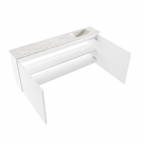 MONDIAZ TURE-DLUX Meuble WC 120 cm Talc. EDEN vasque Ostra position à droite. Avec 1 trou de robinet. SW1104672